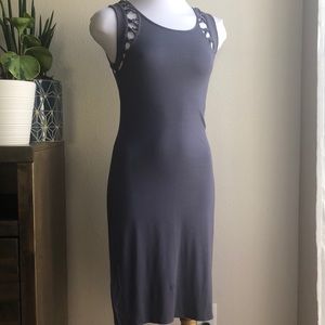 FREE PEOPLE Gray Body Con Knotted sleeveless dress